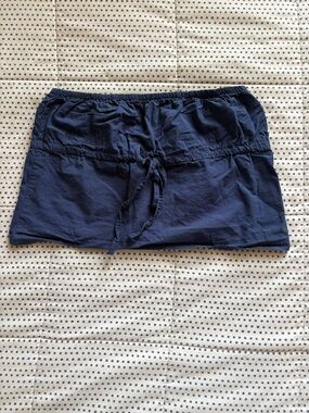 Edikted Navy Drawstring Crop Top